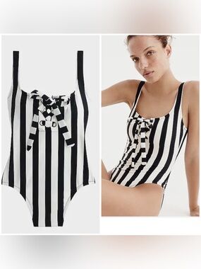 NWoT JCREW (H3773) lined stripe bathing suit 🩱 with bonus 2 sets ties ⭐️